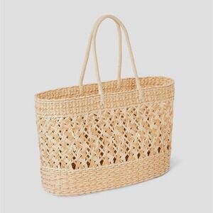 Shade & Shore Straw Tote Bag Women One Size Natural Beige Woven Beach NWT